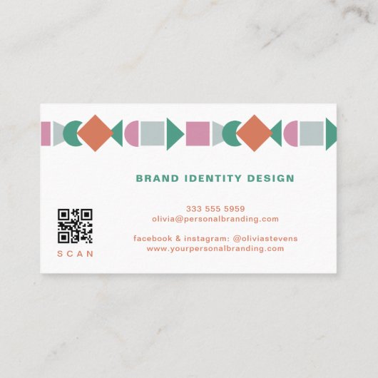 Moderner abstrakter geometrischer QR-Code farbig Visitenkarte (Rückseite)