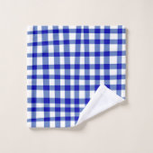 Moderner Abstrakter Gingham Kariert in kalt blauer Badhandtuch Set (Waschlappen)