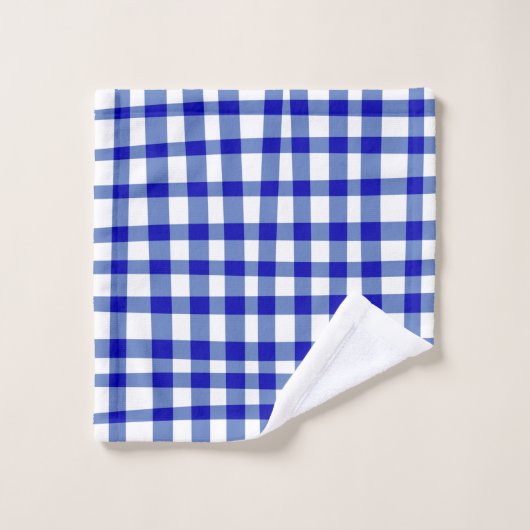 Moderner Abstrakter Gingham Kariert in kalt blauer Badhandtuch Set (Waschlappen)