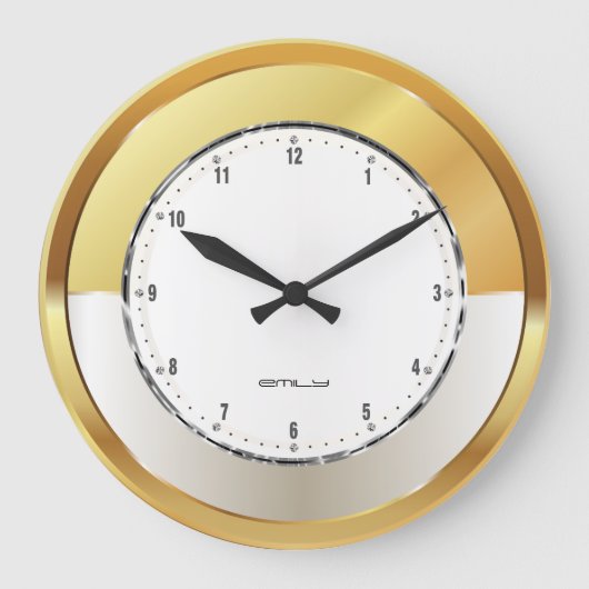 Moderner abstrakter Goldhintergrund Große Wanduhr (Vorderseite)