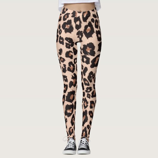 Moderner abstrakter Goldleopardruck Leggings (Vorderseite)