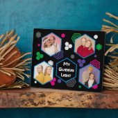 Moderner Abstrakter Hexagon-Fotocollage Vatertag Fotoplatte (Seite)