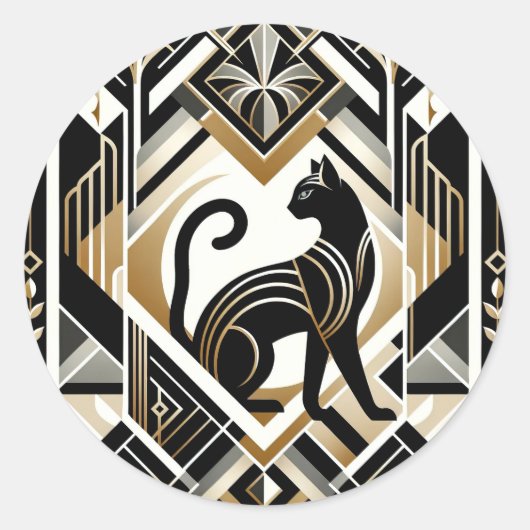 Moderner Abstrakter Katzenaufkleber Runder Aufkleber (Vorderseite)