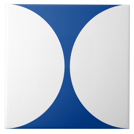 Moderner Abstrakter Kreis Form blau-weiße Kachel (Vorderseite)