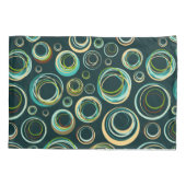 Moderner Abstrakter Kreis in Schwarz-Grün und Blau Kissenbezug (Rückseite)