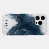 Moderner Abstrakter Marmor mit Gliter Initials & N iPhone Hülle (Rückseite (Horizontal))