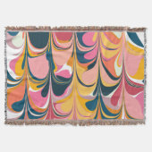 Moderner Abstrakter Marmorwirbel in Rosa und Gelb Decke (Vorderseite)