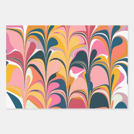 Moderner Abstrakter Marmorwirbel in Rosa und Gelb  Geschenkpapier Set (Vorderseite 2)