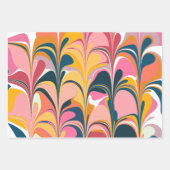 Moderner Abstrakter Marmorwirbel in Rosa und Gelb Geschenkpapier Set (Vorderseite)