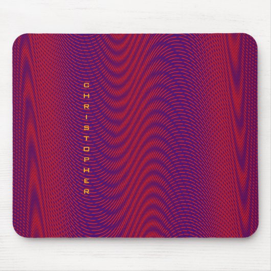 Moderner Abstrakter Moiré-Effekt Lila roter Name Mousepad (Vorne)