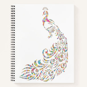 Moderner Abstrakter Multicolor Peacock Notizblock