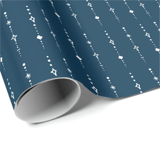 Moderner Abstrakter Navy Blue Nordic Winter Geschenkpapier (Rolleneckpunkt)