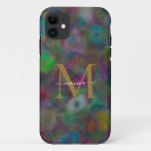 Moderner Abstrakter Neonfarbiger Monogramm-Name Case-Mate iPhone Hülle (Rückseite)