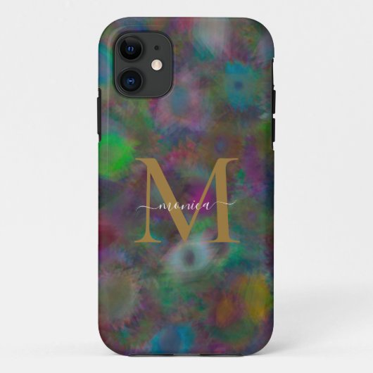 Moderner Abstrakter Neonfarbiger Monogramm-Name Case-Mate iPhone Hülle (Rückseite)