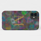 Moderner Abstrakter Neonfarbiger Monogramm-Name Case-Mate iPhone Hülle (Rückseite (Horizontal))