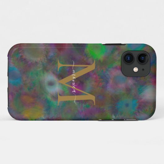 Moderner Abstrakter Neonfarbiger Monogramm-Name Case-Mate iPhone Hülle (Rückseite (Horizontal))