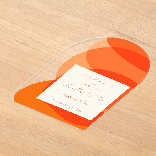 Moderner Abstrakter Orange Einzigartiger Bogen Sav Acryleinladungen (Ablage )