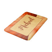 Moderner Abstrakter orangefarbener Vanilla-Grafikn Badematte (Schrägansicht)