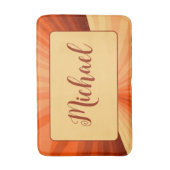 Moderner Abstrakter orangefarbener Vanilla-Grafikn Badematte (Vorderseite Vertikal)