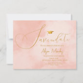 Moderner Abstrakter Peach Fuzz Abschluss Save The Date (Vorderseite)