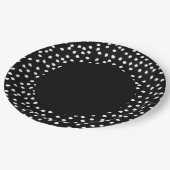 Moderner Abstrakter Polka Dot Black and White Pappteller (Schrägansicht)
