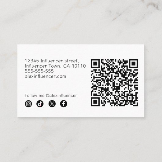 Moderner Abstrakter QR-Code für Schwarz und Weiß Visitenkarte (Rückseite)