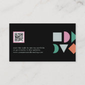 Moderner, abstrakter QR-Code schwarz Visitenkarte (Rückseite)