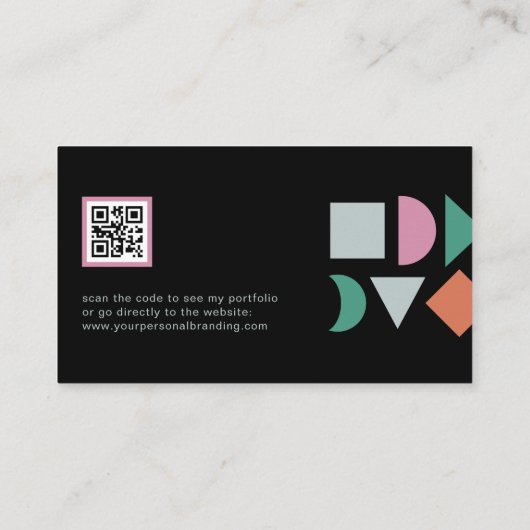 Moderner, abstrakter QR-Code schwarz Visitenkarte (Rückseite)