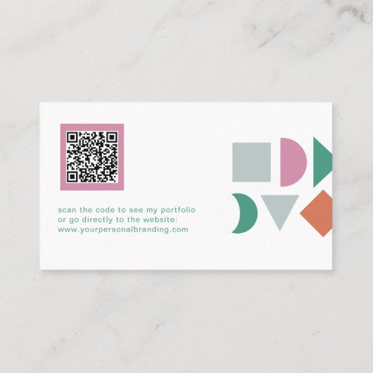 Moderner, abstrakter QR-Code Visitenkarte (Rückseite)