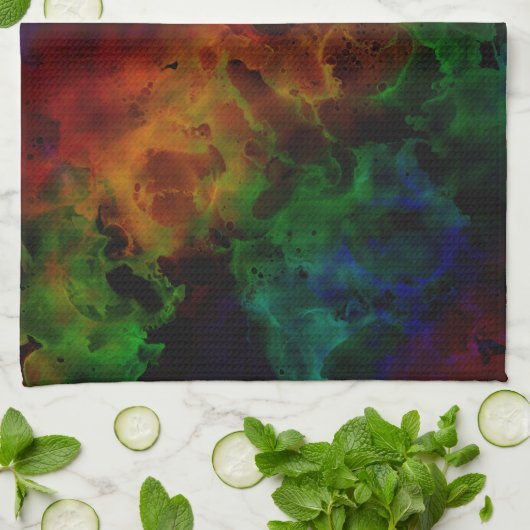 Moderner Abstrakter Regenbogen Geschirrtuch (Gefaltet)