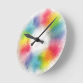 Moderner Abstrakter Regenbogen mit farbigen Blindm Runde Wanduhr (Winkel)