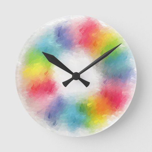 Moderner Abstrakter Regenbogen mit farbigen Blindm Runde Wanduhr (Vorderseite)