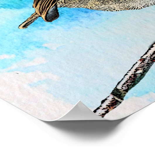 Moderner abstrakter Robin-Vogel mit Aquarell-Sprit Poster (Ecke)