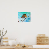 Moderner abstrakter Robin-Vogel mit Aquarell-Sprit Poster (Küche)