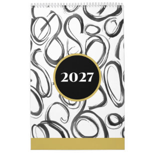Moderner Abstrakter Schwarz Gold 2027 Wandkalender