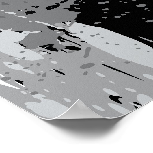 Moderner Abstrakter Schwarz/Grau-Paint-Spritzer Poster (Ecke)