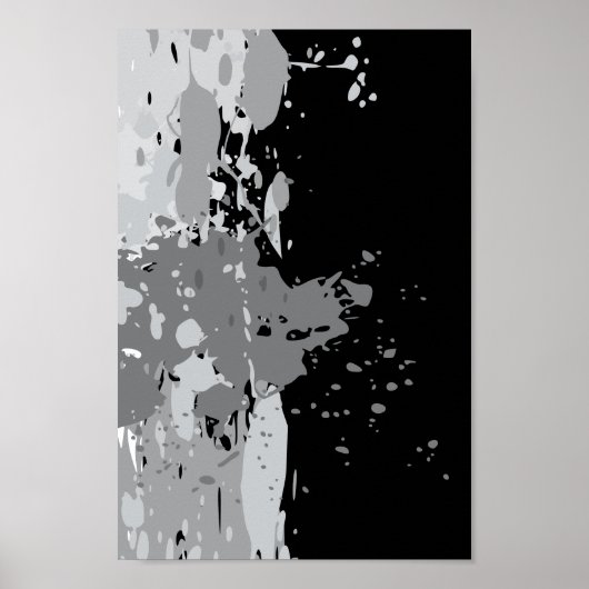 Moderner Abstrakter Schwarz/Grau-Paint-Spritzer Poster (Vorne)