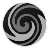 Moderner abstrakter Schwarz-Grau-Swirl Keramikknauf (Vorderseite)