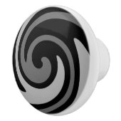 Moderner abstrakter Schwarz-Grau-Swirl Keramikknauf (Rechts)