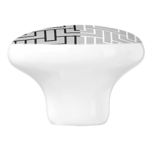 Moderner Abstrakter Schwarz-weißer Monogramm-Schub Keramikknauf (Seitenansicht)