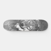 Moderner abstrakter Schwarz-weißer Wolf Skateboard (Horizontal)