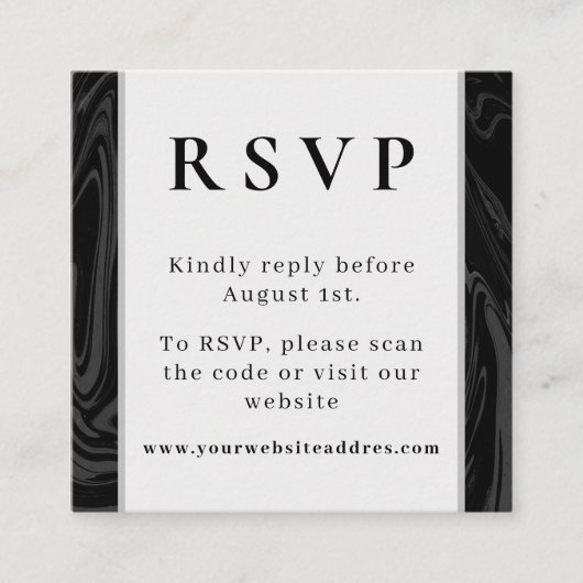 Moderner abstrakter schwarzer Marmor Begleitkarte (Vorderseite)