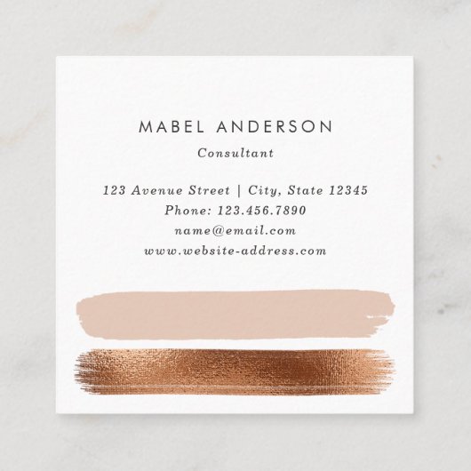 Moderner abstrakter schwarzer Marmor erröten Quadratische Visitenkarte (Rückseite)