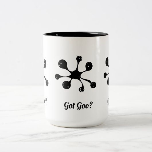 Moderner abstrakter Schwarzgoofleck Zweifarbige Tasse (Mittel)