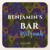 Moderner Abstrakter Star von David Blue Bar Mitzva Rechteckiger Pappuntersetzer (Vorderseite)