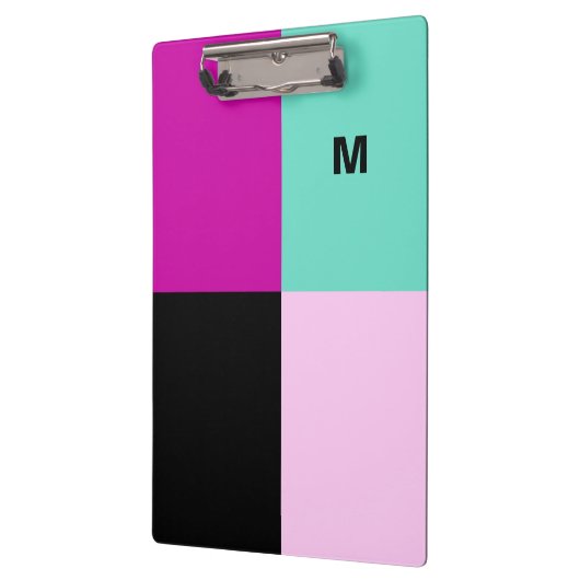 Moderner Abstrakter, stylischer Monogram Farbblock Klemmbrett (Links)