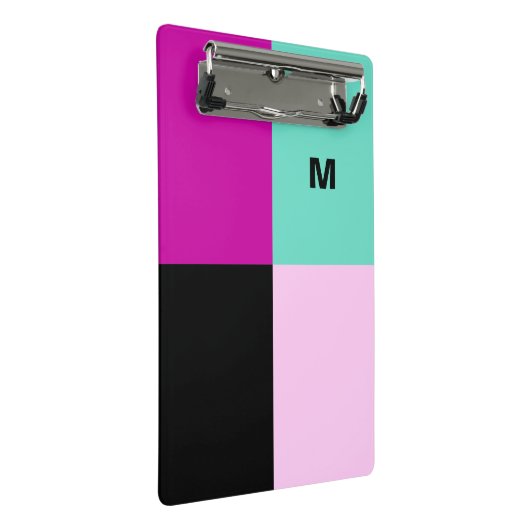Moderner Abstrakter, stylischer Monogram Farbblock Mini Klemmbrett (Schrägansicht)