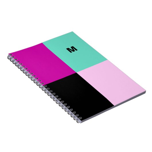 Moderner Abstrakter, stylischer Monogram Farbblock Notizblock (Rechte Seite)