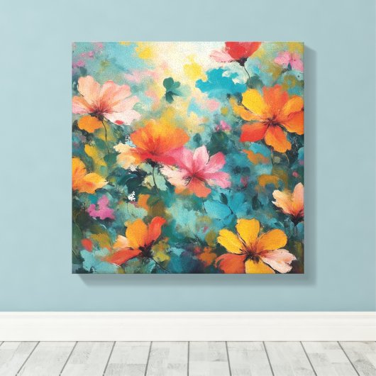 Moderner Abstrakter Swirl in Gelb und Blau Leinwanddruck (Insitu (Holzboden))