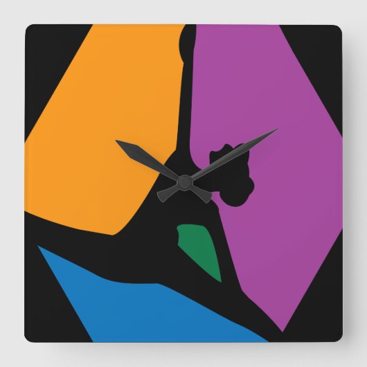 Moderner Abstrakter Tänzer Quadratische Wanduhr (Vorderseite)